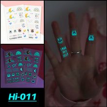 Load image into Gallery viewer, Cute Waterproof Blue Luminous Tattoo Stickers Small Fresh Animal Tattoo Stickers Rainbow Heart Penguin Dog Arm Tattoo Sticker