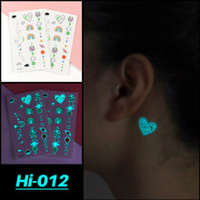 Load image into Gallery viewer, Cute Waterproof Blue Luminous Tattoo Stickers Small Fresh Animal Tattoo Stickers Rainbow Heart Penguin Dog Arm Tattoo Sticker