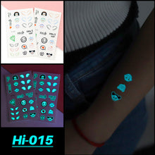 Load image into Gallery viewer, Cute Waterproof Blue Luminous Tattoo Stickers Small Fresh Animal Tattoo Stickers Rainbow Heart Penguin Dog Arm Tattoo Sticker