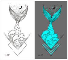 Load image into Gallery viewer, Cute Waterproof Blue Luminous Tattoo Stickers Small Fresh Animal Tattoo Stickers Deer Panda Penguin Dog Arm Tattoo Sticker