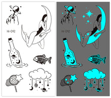 Load image into Gallery viewer, Cute Waterproof Blue Luminous Tattoo Stickers Small Fresh Animal Tattoo Stickers Deer Panda Penguin Dog Arm Tattoo Sticker