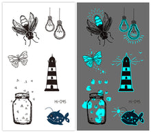 Load image into Gallery viewer, Cute Waterproof Blue Luminous Tattoo Stickers Small Fresh Animal Tattoo Stickers Deer Panda Penguin Dog Arm Tattoo Sticker