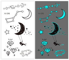 Load image into Gallery viewer, Cute Waterproof Blue Luminous Tattoo Stickers Small Fresh Animal Tattoo Stickers Deer Panda Penguin Dog Arm Tattoo Sticker