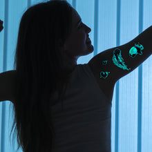Load image into Gallery viewer, Blue Luminous Tattoo Stickers Waterproof Small Fresh Cute Animal Tattoo Stickers Deer Panda Penguin Dog Arm Tattoo Sticker
