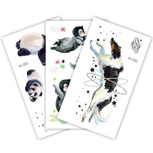 Load image into Gallery viewer, Blue Luminous Tattoo Stickers Waterproof Small Fresh Cute Animal Tattoo Stickers Deer Panda Penguin Dog Arm Tattoo Sticker