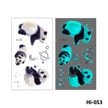 Load image into Gallery viewer, Blue Luminous Tattoo Stickers Waterproof Small Fresh Cute Animal Tattoo Stickers Deer Panda Penguin Dog Arm Tattoo Sticker