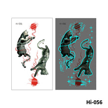 Load image into Gallery viewer, Blue Luminous Tattoo Stickers Waterproof Small Fresh Cute Animal Tattoo Stickers Deer Panda Penguin Dog Arm Tattoo Sticker