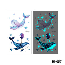Load image into Gallery viewer, Blue Luminous Tattoo Stickers Waterproof Small Fresh Cute Animal Tattoo Stickers Deer Panda Penguin Dog Arm Tattoo Sticker