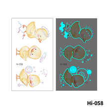 Load image into Gallery viewer, Blue Luminous Tattoo Stickers Waterproof Small Fresh Cute Animal Tattoo Stickers Deer Panda Penguin Dog Arm Tattoo Sticker