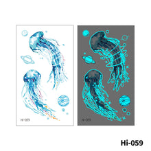 Load image into Gallery viewer, Blue Luminous Tattoo Stickers Waterproof Small Fresh Cute Animal Tattoo Stickers Deer Panda Penguin Dog Arm Tattoo Sticker