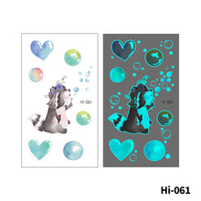 Load image into Gallery viewer, Blue Luminous Tattoo Stickers Waterproof Small Fresh Cute Animal Tattoo Stickers Deer Panda Penguin Dog Arm Tattoo Sticker