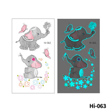 Load image into Gallery viewer, Blue Luminous Tattoo Stickers Waterproof Small Fresh Cute Animal Tattoo Stickers Deer Panda Penguin Dog Arm Tattoo Sticker