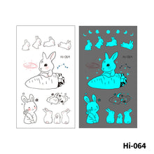 Load image into Gallery viewer, Blue Luminous Tattoo Stickers Waterproof Small Fresh Cute Animal Tattoo Stickers Deer Panda Penguin Dog Arm Tattoo Sticker