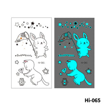 Load image into Gallery viewer, Blue Luminous Tattoo Stickers Waterproof Small Fresh Cute Animal Tattoo Stickers Deer Panda Penguin Dog Arm Tattoo Sticker
