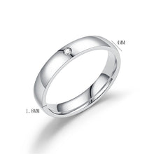 Load image into Gallery viewer, 4mm Popular Fashion Stainless Steel Diamond Ring Couple Ring Micro Set Zircon Ring Simple Design for Women Men