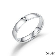 Load image into Gallery viewer, 4mm Popular Fashion Stainless Steel Diamond Ring Couple Ring Micro Set Zircon Ring Simple Design for Women Men