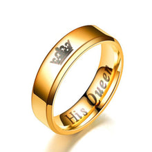 Load image into Gallery viewer, 6mm Fashion Stainless Steel Ring His Queen Her King Couple Silver Black Crown Couple Jewelry Anniversary Valentine's Day Gifts