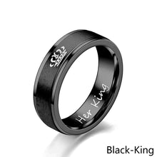 Load image into Gallery viewer, 6mm Fashion Stainless Steel Ring His Queen Her King Couple Silver Black Crown Couple Jewelry Anniversary Valentine's Day Gifts
