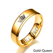 Load image into Gallery viewer, 6mm Fashion Stainless Steel Ring His Queen Her King Couple Silver Black Crown Couple Jewelry Anniversary Valentine's Day Gifts