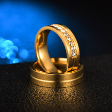Load image into Gallery viewer, 6mm Popular Fashion Titanium Steel Ring Couple Gold Silver Stainless Steel Zircon Ring Hand Jewelry Simple Design for Women Men