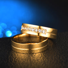 Load image into Gallery viewer, 6mm Popular Fashion Titanium Steel Ring Couple Gold Silver Stainless Steel Zircon Ring Hand Jewelry Simple Design for Women Men