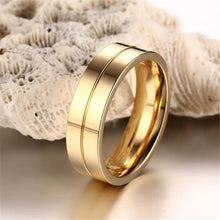 Load image into Gallery viewer, 6mm Popular Fashion Titanium Steel Ring Couple Gold Silver Stainless Steel Zircon Ring Hand Jewelry Simple Design for Women Men