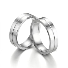Load image into Gallery viewer, 6mm Popular Fashion Titanium Steel Ring Couple Gold Silver Stainless Steel Zircon Ring Hand Jewelry Simple Design for Women Men