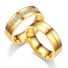 Load image into Gallery viewer, 6mm Popular Fashion Titanium Steel Ring Couple Gold Silver Stainless Steel Zircon Ring Hand Jewelry Simple Design for Women Men