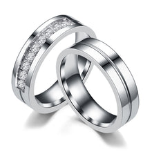 Load image into Gallery viewer, 6mm Popular Fashion Titanium Steel Ring Couple Gold Silver Stainless Steel Zircon Ring Hand Jewelry Simple Design for Women Men
