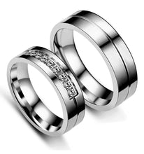 Load image into Gallery viewer, 6mm Popular Fashion Titanium Steel Ring Couple Gold Silver Stainless Steel Zircon Ring Hand Jewelry Simple Design for Women Men