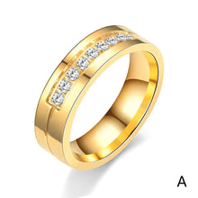 Load image into Gallery viewer, 6mm Popular Fashion Titanium Steel Ring Couple Gold Silver Stainless Steel Zircon Ring Hand Jewelry Simple Design for Women Men