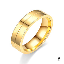 Load image into Gallery viewer, 6mm Popular Fashion Titanium Steel Ring Couple Gold Silver Stainless Steel Zircon Ring Hand Jewelry Simple Design for Women Men