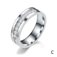 Load image into Gallery viewer, 6mm Popular Fashion Titanium Steel Ring Couple Gold Silver Stainless Steel Zircon Ring Hand Jewelry Simple Design for Women Men