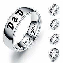 Load image into Gallery viewer, 6mm Polished Silver Titanium Ring Stainless Steel Rings Family Member Rings For Women Man Hand Jewelry Love You Mom Dad Son Daughter
