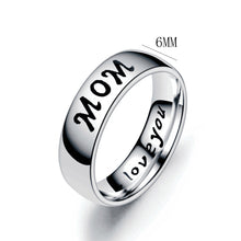 Load image into Gallery viewer, 6mm Polished Silver Titanium Ring Stainless Steel Rings Family Member Rings For Women Man Hand Jewelry Love You Mom Dad Son Daughter