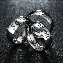 Load image into Gallery viewer, 6mm Polished Silver Titanium Ring Stainless Steel Rings Family Member Rings For Women Man Hand Jewelry Love You Mom Dad Son Daughter