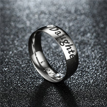 Load image into Gallery viewer, 6mm Polished Silver Titanium Ring Stainless Steel Rings Family Member Rings For Women Man Hand Jewelry Love You Mom Dad Son Daughter
