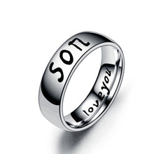 Load image into Gallery viewer, 6mm Polished Silver Titanium Ring Stainless Steel Rings Family Member Rings For Women Man Hand Jewelry Love You Mom Dad Son Daughter