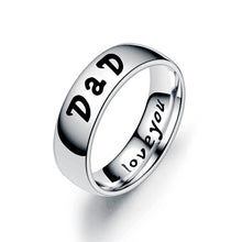 Load image into Gallery viewer, 6mm Polished Silver Titanium Ring Stainless Steel Rings Family Member Rings For Women Man Hand Jewelry Love You Mom Dad Son Daughter