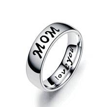 Load image into Gallery viewer, 6mm Polished Silver Titanium Ring Stainless Steel Rings Family Member Rings For Women Man Hand Jewelry Love You Mom Dad Son Daughter