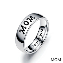 Load image into Gallery viewer, 6mm Polished Silver Titanium Ring Stainless Steel Rings Family Member Rings For Women Man Hand Jewelry Love You Mom Dad Son Daughter