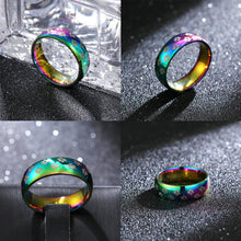 Load image into Gallery viewer, 6mm Rainbow Colorful Ring with Paw Printing Titanium Steel Wedding Band Ring Wide Gay Pride Jewelry for Men Women