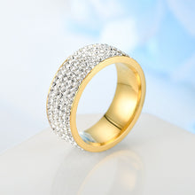Load image into Gallery viewer, 8mm Stainless Steel Titanium Ring 5 Rows Crystal Rings for Women Men Wedding bands Fashion Jewelry