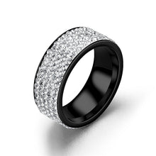 Load image into Gallery viewer, 8mm Stainless Steel Titanium Ring 5 Rows Crystal Rings for Women Men Wedding bands Fashion Jewelry