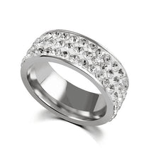 Load image into Gallery viewer, 8mm Stainless Steel Titanium Ring 5 Rows Crystal Rings for Women Men Wedding bands Fashion Jewelry