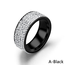 Load image into Gallery viewer, 8mm Stainless Steel Titanium Ring 5 Rows Crystal Rings for Women Men Wedding bands Fashion Jewelry