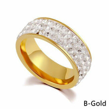 Load image into Gallery viewer, 8mm Stainless Steel Titanium Ring 5 Rows Crystal Rings for Women Men Wedding bands Fashion Jewelry