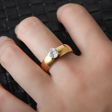 Load image into Gallery viewer, 6mm Titanium Steel Ring Couple Stainless Steel Zircon Ring Hand Jewelry Simple Design Golden Smooth Wedding Rings for Women Men
