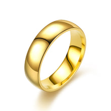 Load image into Gallery viewer, 6mm Titanium Steel Ring Couple Stainless Steel Zircon Ring Hand Jewelry Simple Design Golden Smooth Wedding Rings for Women Men