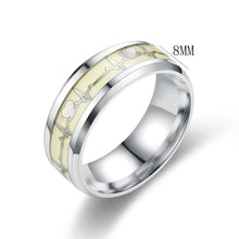 Load image into Gallery viewer, Fashion Luminous Ring Retro Stainless Steel Finger Ring 8mm Glowing In Dark Love Heart Couple Fluorescent Rings Wedding Bands Jewelry For Women Men Gift